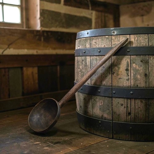 Handcarved tall crock - tall, wooden