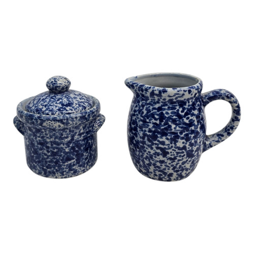 Blue spongeware ceramic - blue,